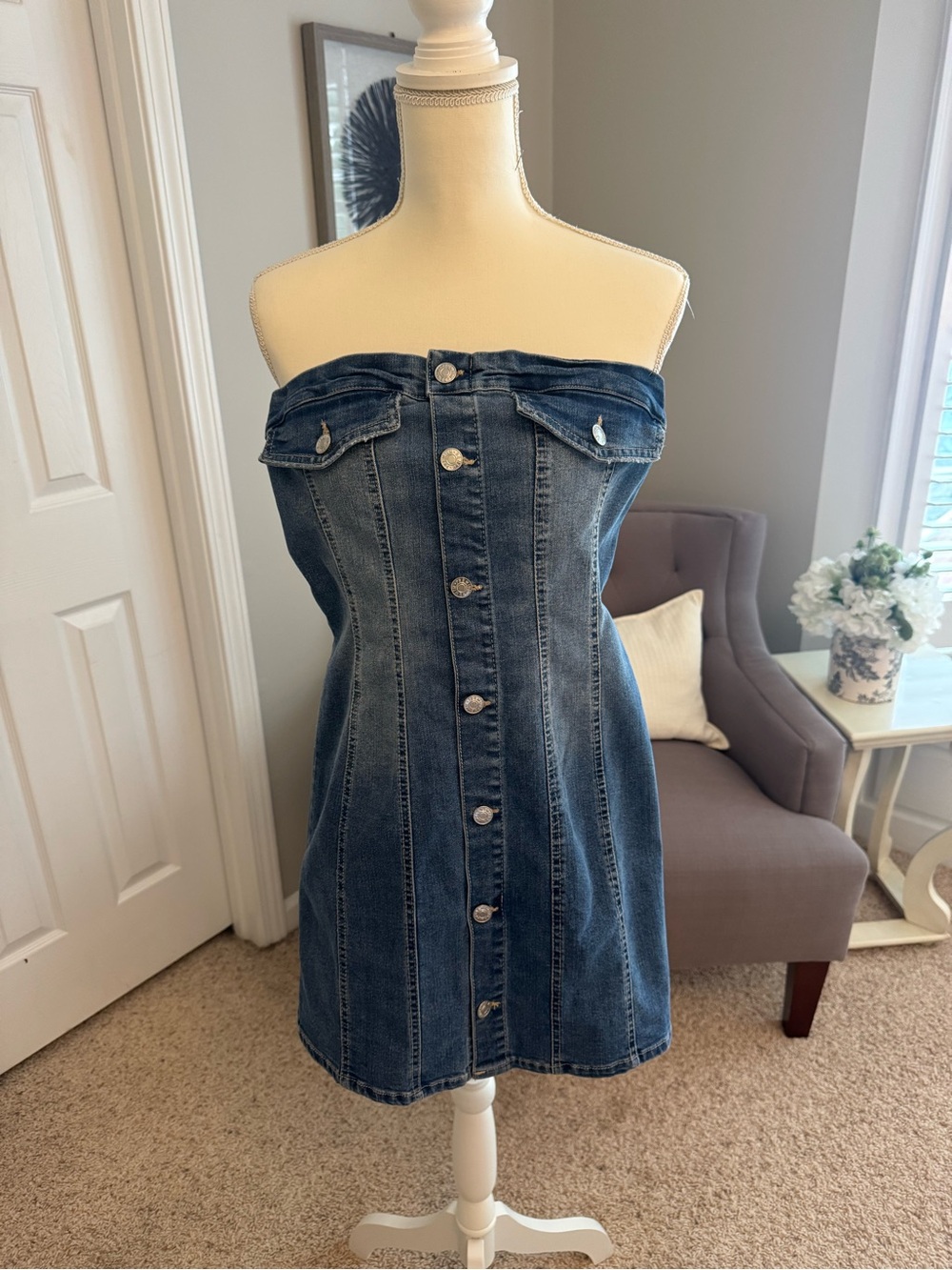 fab'rik Blue  Denim Dress
